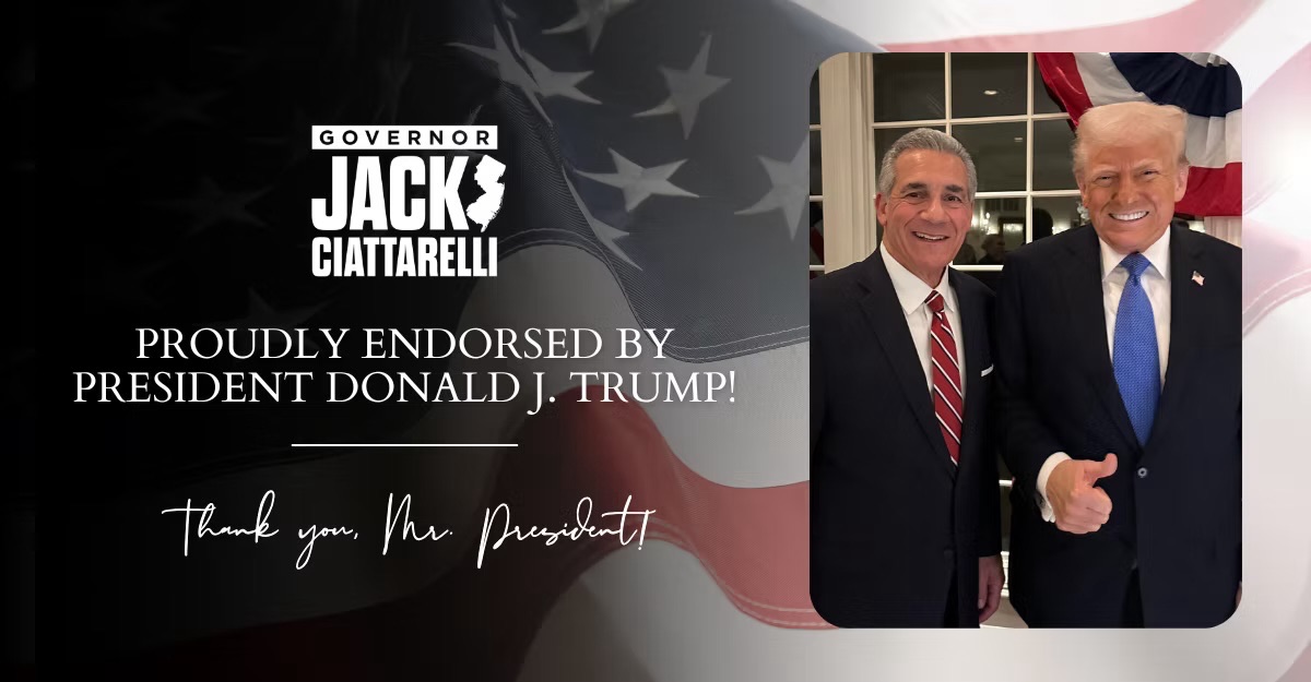 CAMPANHA JACK CIATTARELLI | O candidato republicano conta com o apoio do Presidente dos Estados Unidos, Donald Trump