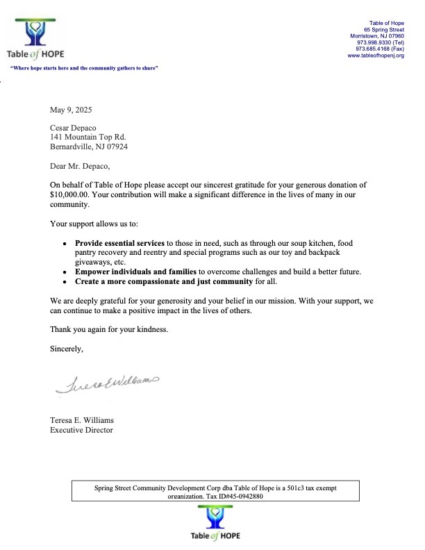 Thank you letter