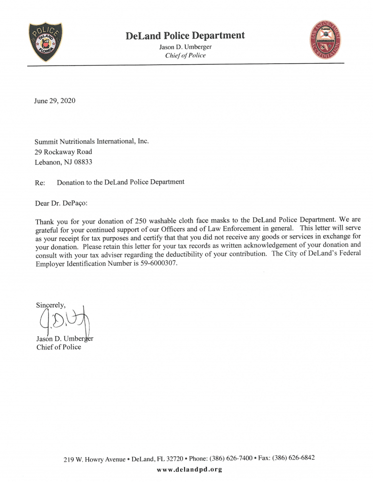 César DePaço Donation to DeLand Police Department