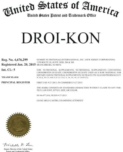 Droi-Kon® Trademark Presented to Summit Nutritionals International® César DePaço