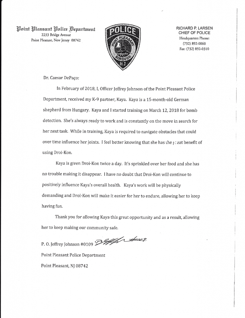 Point Pleasant Police Department, received K-9 partner, Kaya César DePaço