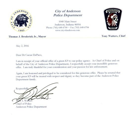 The City Of Anderson Police Department Thanks Summit Nutritionals® César DePaço