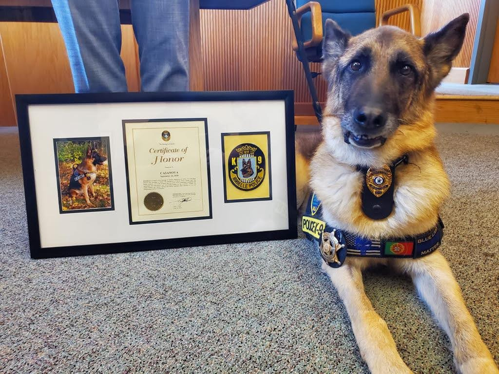 Brielle Police Department bestows honorary title upon K-9 Casanova 2 César DePaço
