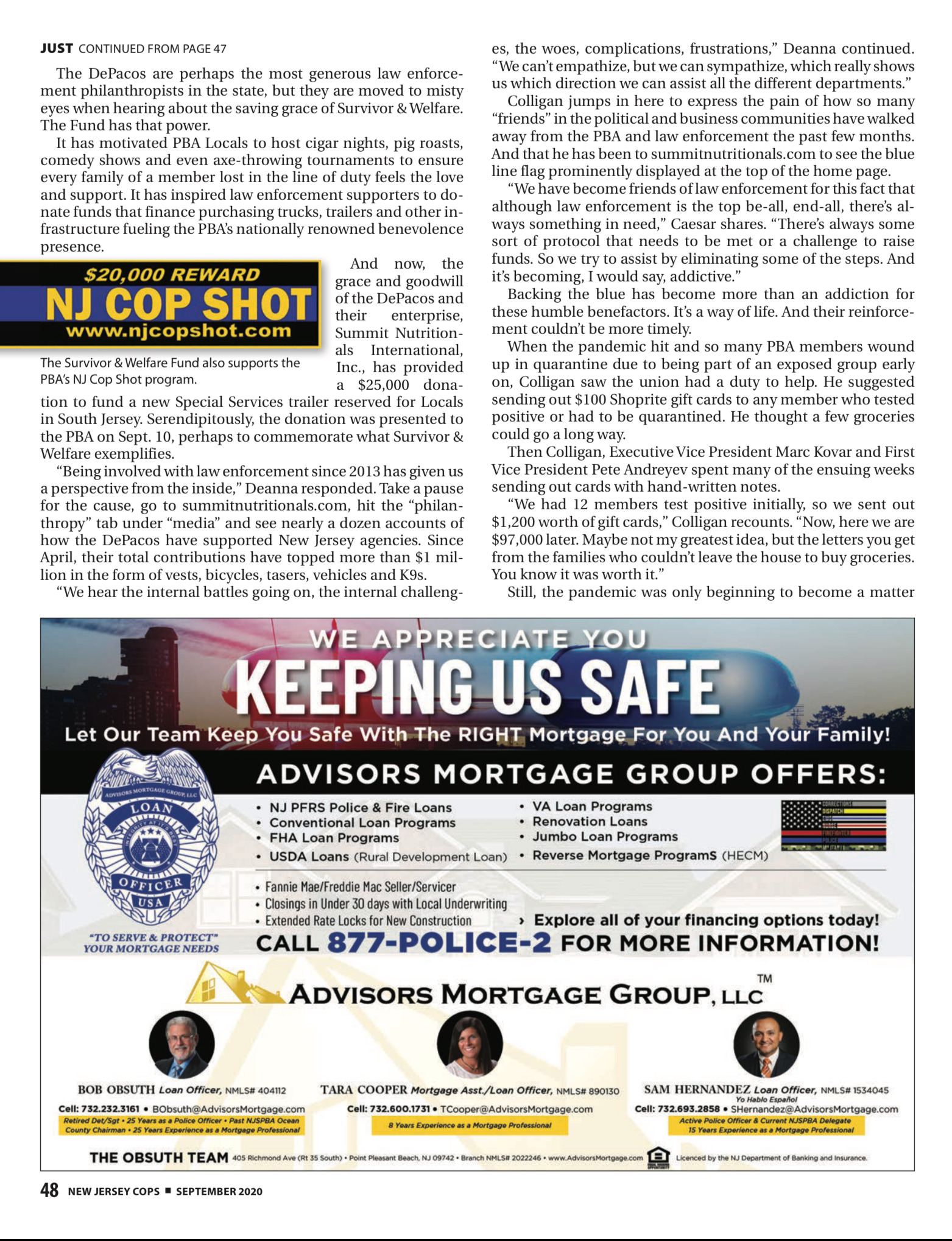 Just for Fund – New Jersey Cops – September 2020 